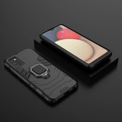 8. Ring Armor pancerne hybrydowe etui pokrowiec + magnetyczny uchwyt Samsung Galaxy A03s (166,5) czarny