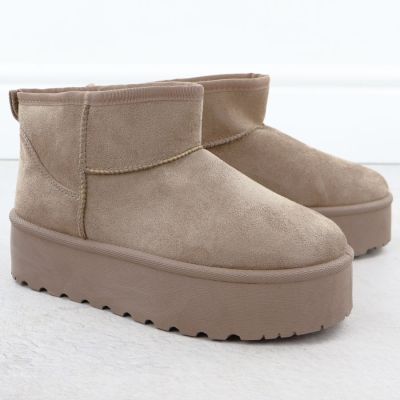 3. Botki damskie śniegowce zamszowe beżowe Potocki 16322