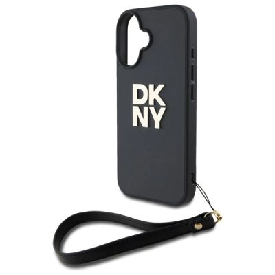 5. Etui DKNY Wrist Strap Stock Logo na iPhone 16 - czarne