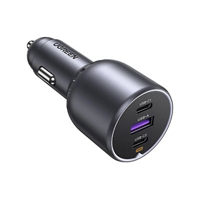 2. Ugreen Ładowarka EC705 samochodowa 130W 2x USB-C 1x USB-A - szara