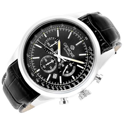 3. Zegarek Męski Giewont Chronograph Sapphire Srebrno Czarny GW7650-A2