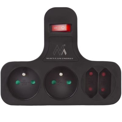 5. MACLEAN GNIAZDKO PRĄDOWE, POCZWÓRNE Z WYŁĄCZNIKIEM, NÓŻKĄ STABILIZUJĄCĄ, TYPU E, 2X2,5A, 2X16A MCE224 E/B