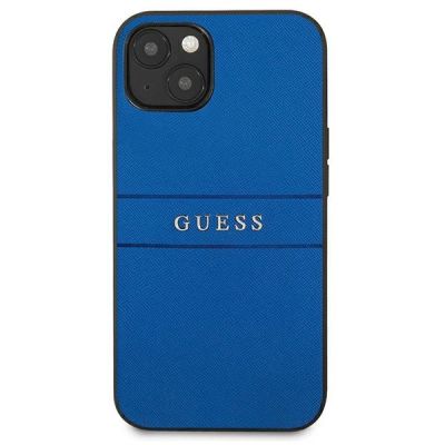 3. Etui Guess Saffiano Strap na iPhone 13 mini 5,4" - niebieskie