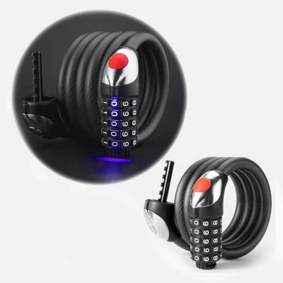 4. Zapięcie rowerowe Rockbros RKS531 na szyfr 5-cyfrowy linka stalowa 120 cm z oświetleniem LED - czarne