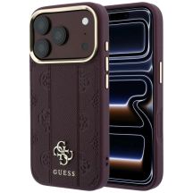 Etui Guess Stripe Peony 4G Logo MagSafe na iPhone 18 Pro / 17 Pro - burgundowe