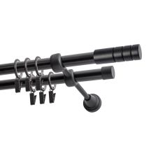 KARNISZ PODWÓJNY FI 19 MM CZARNY 480 CM TECHNO Z KÓŁKAMI  KOWALSKI