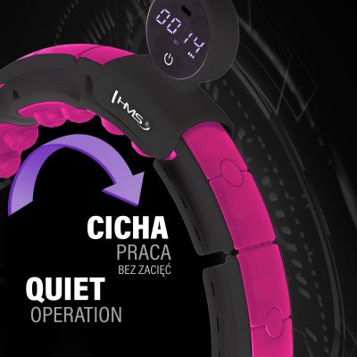 12. HHM16 HULA HOP BLACK/PINK Z MAGNESAMI I OBCIĄŻNIKIEM + LICZNIK HMS