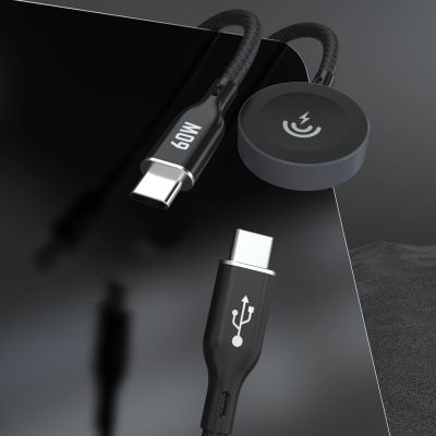 2. Ładowarka 2 w 1 Dudao A12MaxC PD60W do Apple Watch / USB-C 1,2m - czarna