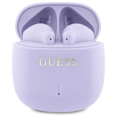 Guess słuchawki Bluetooth GUTWSJ14ESGU    TWS + stacja dokująca fioletowy/purple Printed Classic Logo