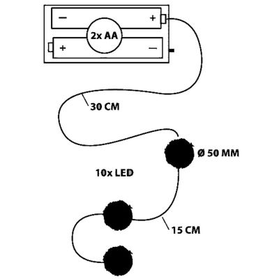 28. LAMPKI GIRLANDA FUTRZANE KULKI NA BATERIE 50MM LED CIEPŁY BIAŁY