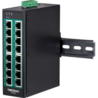5. TRENDnet Industrie Switch 16 Port Gbit PoE+  DIN-Rail Metall
