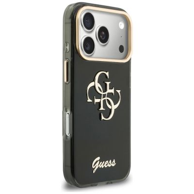 4. Etui Guess IML 4G Script Metal na iPhone 17 Pro / 18 Pro - czarne