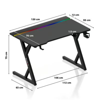 9. Biurko gamingowe Huzaro Hero 2.4 RGB Black