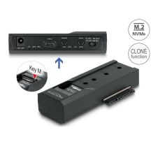 Delock - Kontroler pamięci - Funkcja klonowania - 2.5", 3.5", M.2 (6.4 cm, 8.9 cm) - Karta M.2 (PCIe NVMe i SATA) / SATA SSD - USB-C 3.2 (Gen 2x1)