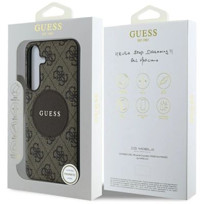 8. Etui Guess 4G Round Patch Classic Logo MagSafe do Samsung Galaxy S25 brązowy