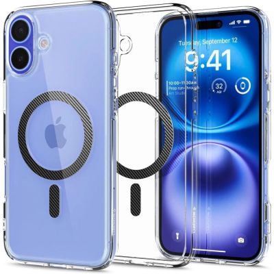 Spigen Ultra Hybrid MagSafe Carbon Fiber na iPhone 16 - ciemnoszare