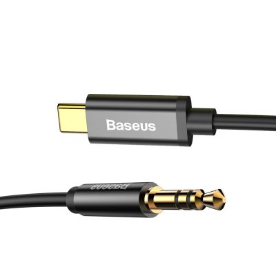 3. Baseus kabel audio stereo przejściówka AUX 3,5 mm mini jack - USB Typ C do telefonu tabletu 120cm czarny (CAM01-01)