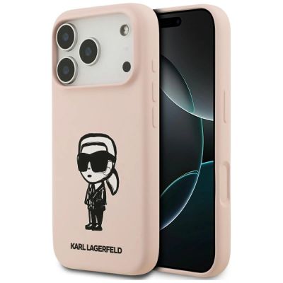 Etui Karl Lagerfeld Silicone Karl Sketch & Logo MagSafe na iPhone 17 Pro Max - różowe