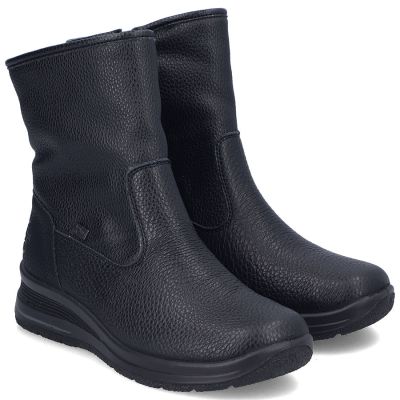 4. Wodoodporne botki damskie czarne Rieker L7760-00