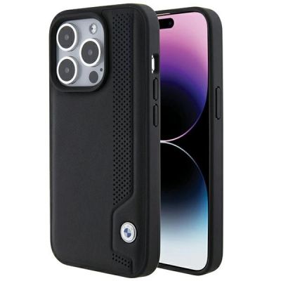 Etui BMW Leather Blue Dots na iPhone 15 Pro Max - czarne