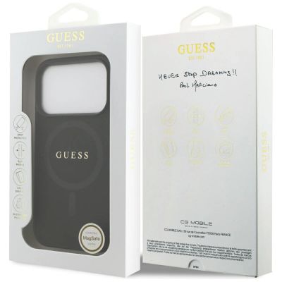 8. Etui Guess Saffiano Classic Logo MagSafe na iPhone 17 Pro - czarne
