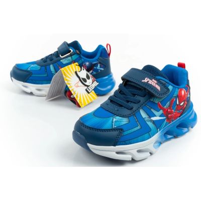 8. Leomil buty sportowe dziecięce sneakersy Spiderman lekkie na rzep LED niebieskie