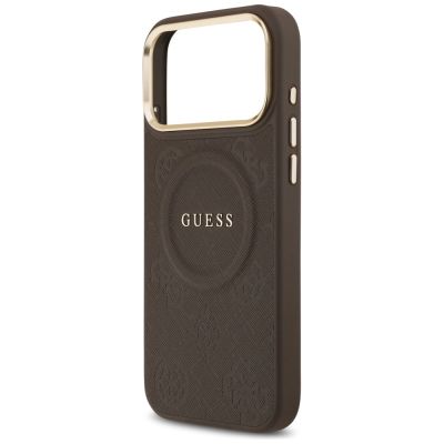 6. Etui Guess Peony Hot Stamp MagSafe na iPhone 17 Pro Max - brązowe