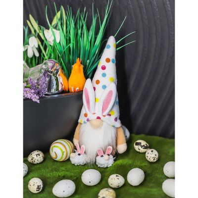 2. SKRZAT GNOM ZAJĄCZEK 25CM W GROSZKI BOY DEKORACJA WIOSENNA