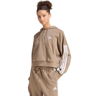 Bluza damska adidas Essentials 3-Stripes French Terry Quarter-Zip beżowa KF8315
