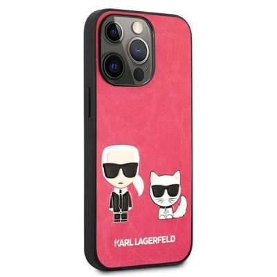 4. Etui Karl Lagerfeld Ikonik Karl&Choupette na iPhone 13 Pro / iPhone 13 - fuksjowe