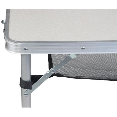 12. STOLIK TURYSTYCZNY SKŁADANY KEMPINGOWY 120x60x70/62/55CM 4 KRZESŁA I PÓŁKA