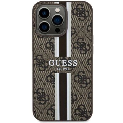3. Etui Guess 4G Printed Stripes MagSafe na iPhone 13 Pro / iPhone 13 - brązowe