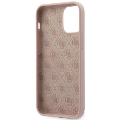 4. Etui Guess Silicone Script Gold Logo na iPhone 12 mini - jasnoróżowe