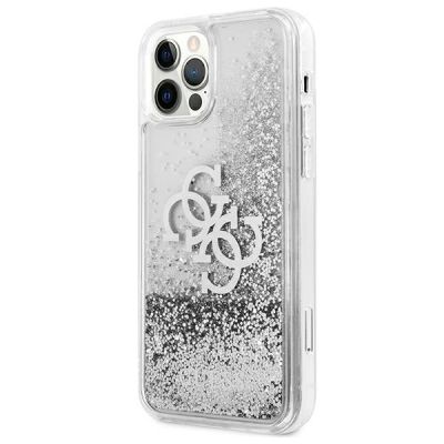2. Etui Guess 4G Big Liquid Glitter na iPhone 12 Pro Max - srebrne
