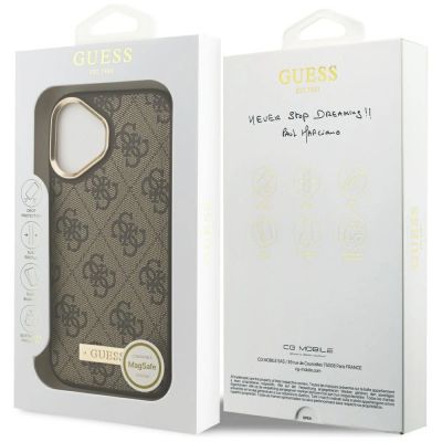 8. Etui Guess 4G Logo Plate MagSafe na iPhone 17 - brązowe