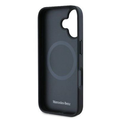 7. Etui Mercedes Textured And Plain Leather MagSafe na iPhone 16 - czarne