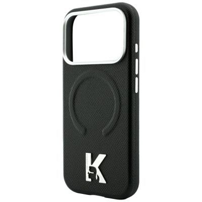 6. Etui Karl Lagerfeld Grained Embossed Ring & Kameo Logo MagSafe na iPhone 18 Pro / 17 Pro - czarne
