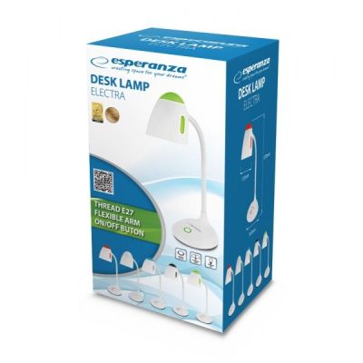 4. ESPERANZA LAMPKA BIURKOWA E27 ELECTRA BIAŁA ELD110W