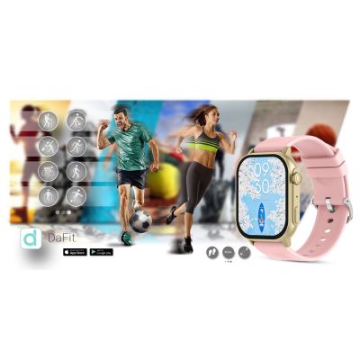 16. Smartwatch Gravity GT15-7 Różowy Pasek Silikonowy + Złota Bransoleta