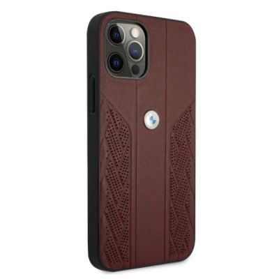 4. Etui BMW Leather Curve Perforate na iPhone 12 / iPhone 12 Pro - czerwone