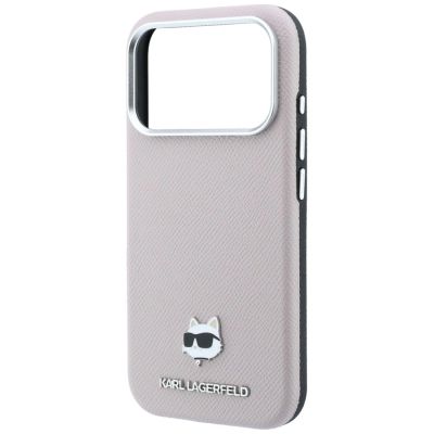 6. Etui Karl Lagerfeld Grained Choupette Head Metal MagSafe na iPhone 17 Pro Max / 18 Pro Max - różowe
