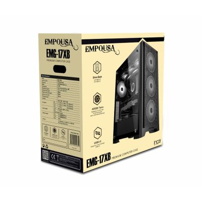 9. Inca EMG-17XB zabezpieczenia & uchwyty komputerów Midi Tower Czarny