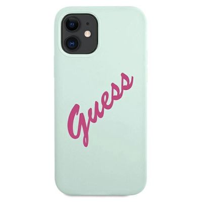 3. Etui Guess Silicone Vintage na iPhone 12 mini - niebiesko-różowe