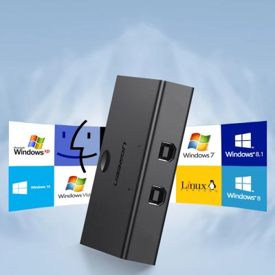 6. Ugreen switch przełącznik 2xUSB-B - USB-A czarny (30345)