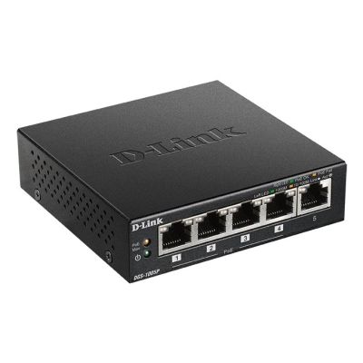 2. D-Link DGS-1005P/E łącza sieciowe Nie zarządzany Gigabit Ethernet (10/100/1000) Obsługa PoE Czarny