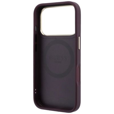 7. Etui Guess Stripe Peony 4G Logo MagSafe na iPhone 18 Pro / 17 Pro - burgundowe