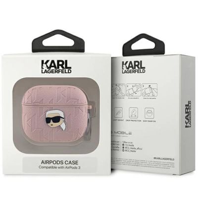 3. Etui Karl Lagerfeld Monogram Karl Head na AirPods 3 - różowe