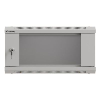 17. LANBERG SZAFA INSTALACYJNA RACK WISZĄCA 19" 4U 540X350 SZARA DRZWI PRZESZKLONE (FLAT PACK)