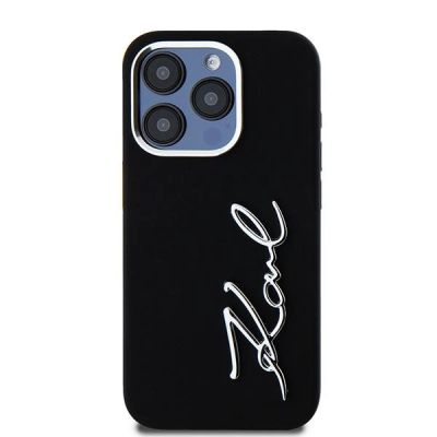 3. Etui Karl Lagerfeld Silicone Metal Script Logo na iPhone 15 Pro Max - czarne