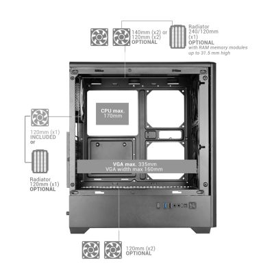 9. TACENS MARS MC-QUANTUM 3xFDB120+1xARGB120 USB-C ATX-obudowa/cases